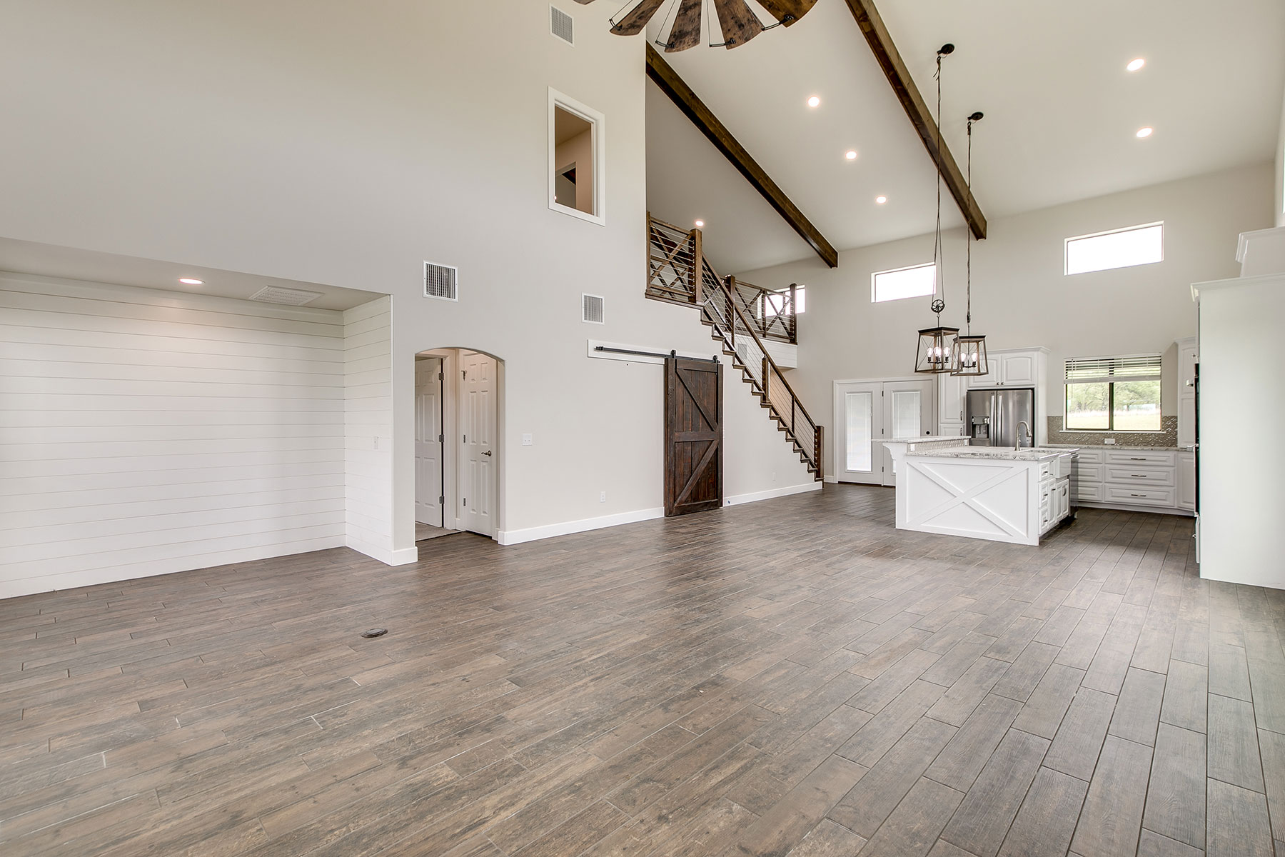 Pole Barn Home Kitchen and Living area